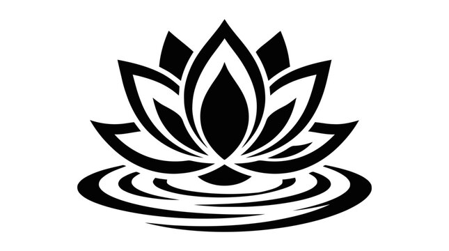 Vector illustration of lotus flower vector logo with water ripples on a transparent background