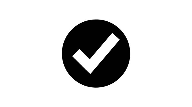 Vector illustration of check mark icon, tick symbol inside circle on a transparent background