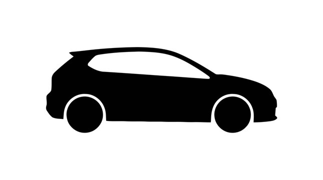 Vector illustration of black car silhouette icon on a transparent background