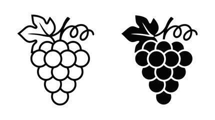 Obraz premium Vector illustration of grapes outline silhouette on a transparent background