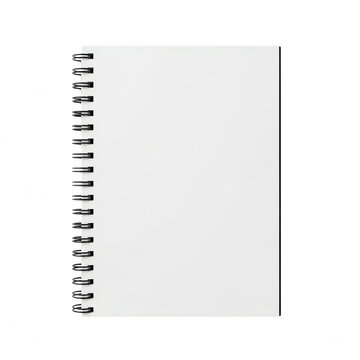 Blank white spiral notebook mockup isolated on white background