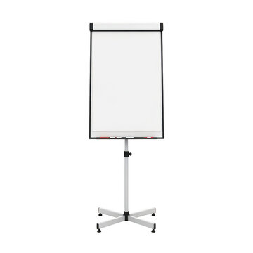 Empty white flipchart on stand isolated on white background for business presentations