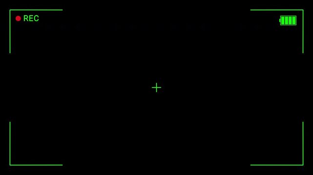 Green Camera recorder screen overlay on a transparent background, 4K Alpha Channel
