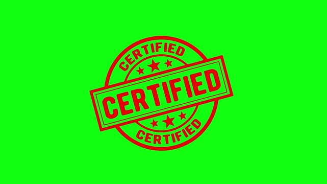 Certified stamp animation set: approval seals on green screen