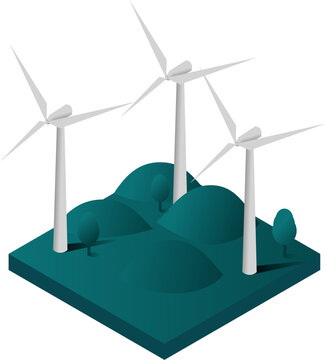 Go Green and Sustainable Living Concept. Sustainability and Green Technology for a Better Future. Wind Turbine Farm for Renewable Energy Generation