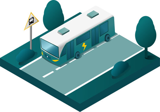 Go Green and Sustainable Living Concept. Sustainability and Green Technology for a Better Future. Electric Bus for Sustainable Urban Public Transportation