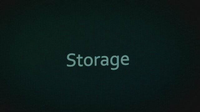 Storage word text typing animation on a computer screen in After Effects. Motion graphics highlight data, memory, and modern digital storage concepts.