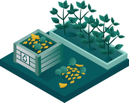 Go Green and Sustainable Living Concept. Sustainability and Green Technology for a Better Future. Compost Bin and Sustainable Urban Garden