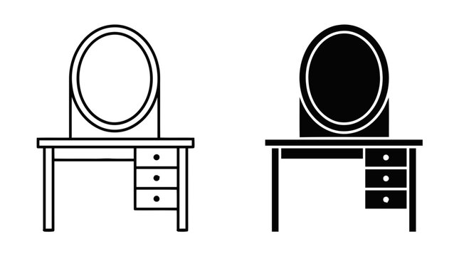 Vector illustration of vanity table with mirror icon on a transparent background
