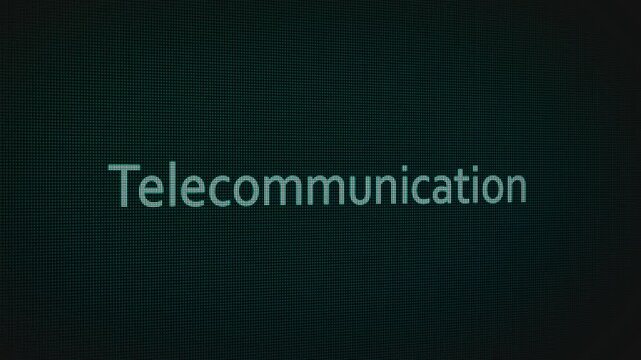 Telecommunication word text typing animation on a computer screen in After Effects. Motion graphics highlight communication, connectivity, and modern digital network concepts.