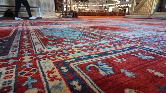 View of carpet pattern in a historical mosque