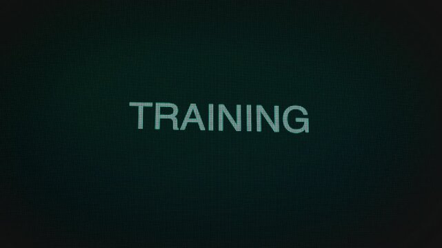 Training word text typing animation on a computer screen in After Effects. Motion graphics highlight learning, skills, and modern professional development concepts.