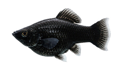 Black Molly Fish Isolated on White Background © paper