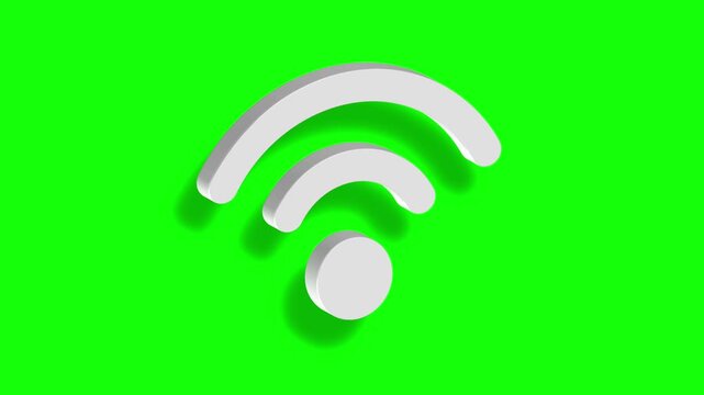 Minimalist Wi-Fi icon pulses gently on chroma key green
