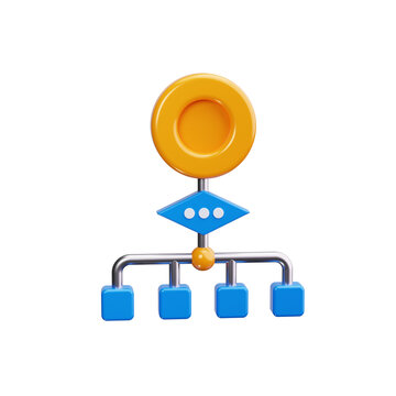 decision tree 3d render icons