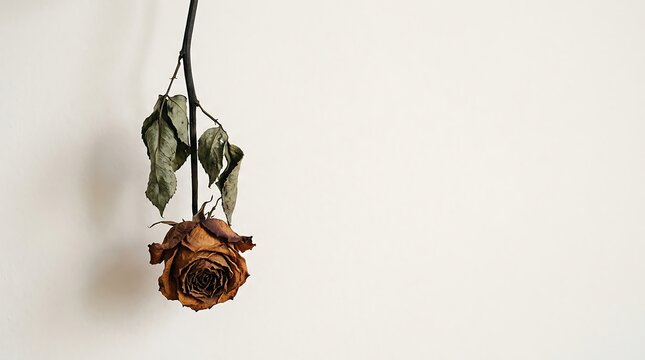 Wilted Rose Hanging on a Dry Stem