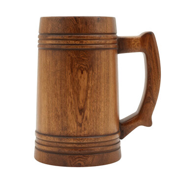 Single wooden beer mug with beer stein wooden cup drinking vessel rustic mug
