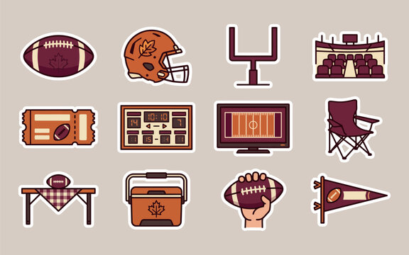 Flat football-themed icons and illustrations set