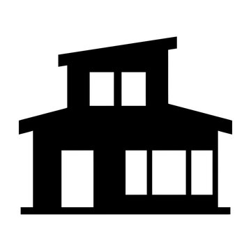 Simple modern house icon in black and white color