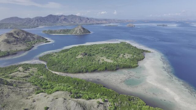 Aerial view of Coastal scenery of East Nusa Tenggara Islands, Komodo, Indonesia