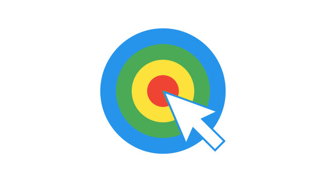 Click Target Icon With Cursor Arrow Aiming At Center