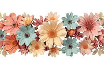 Fototapeta premium Wide pastel flower border