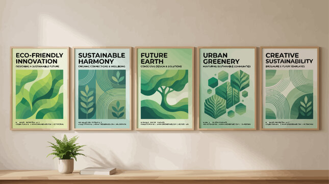  Green Wave Abstract Cover Page Template Set