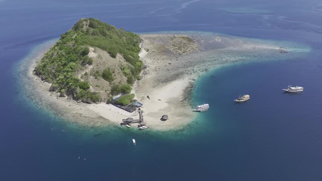 Aerial view of the natural scenery of the coral atoll of Kelor Island in the East Nusa Tenggara Islands, Indonesia