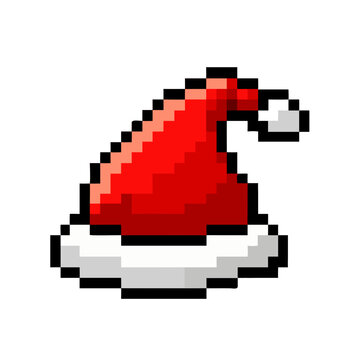 pixel santa hat vector illustration