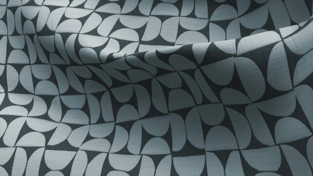 Wavy fabric texture background with geometric semicircle patterns motion video footage