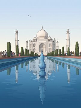 Ilustraci&oacute;n del Taj Mahal, famoso monumento hist&oacute;rico de Agra, India.