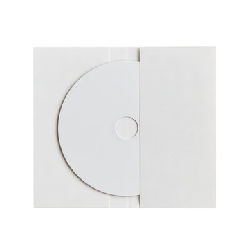 Blank white CD or DVD disc in a paper sleeve mockup for branding design