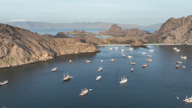 Aerial view of Padar island in Komodo national park in East Nusa Tenggara, Indonesia