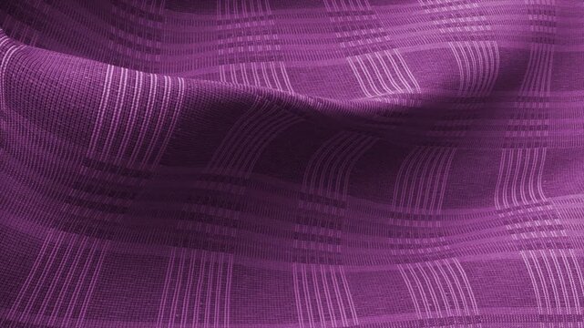 Purple plaid fabric background waving in motion digital video clip
