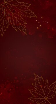 Fall background, Elegant Dark Red Autumn Background with Decorative Golden Foliage