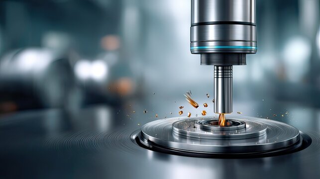 Advanced machining process with CNC lathe creating precision metal components in industrial workshop setting