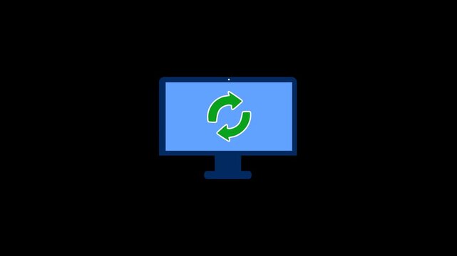 Software Update System Update Refresh and Installation Animation Alpha Transparent Background. 4K Resolution