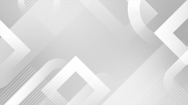 Minimalist white abstract background featuring floating squares and linear patterns with a subtle depth effect
