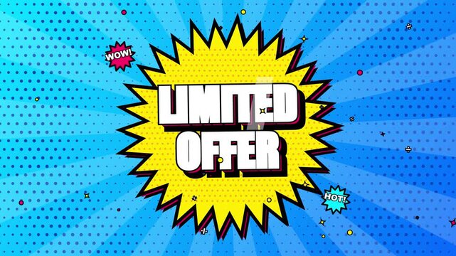 Pop art limited offer motion graphic with vibrant colors