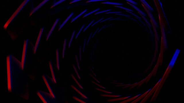 Abstract dark background with interlocking geometric red and blue shapes modern design structure texture light