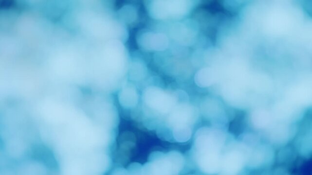 冬の木漏れ日と雪をまとった木々、キラキラ輝く寒色系玉ボケ背景の動画素材