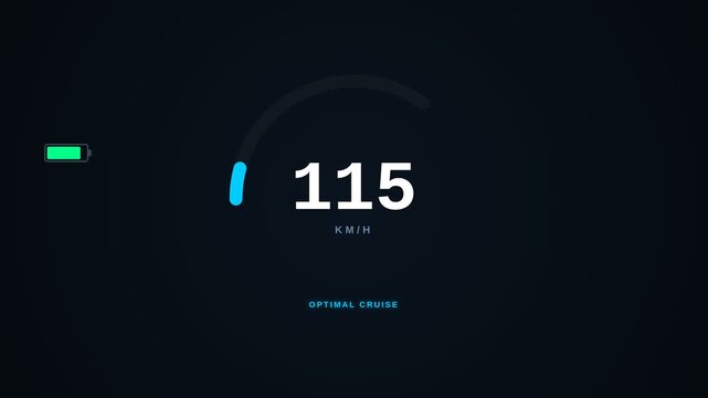 Dashboard of a Fully Charged Electric Car