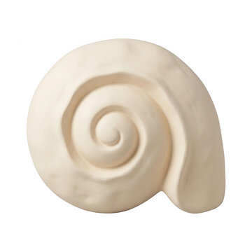 Coquillage en spirale beige sur fond blanc