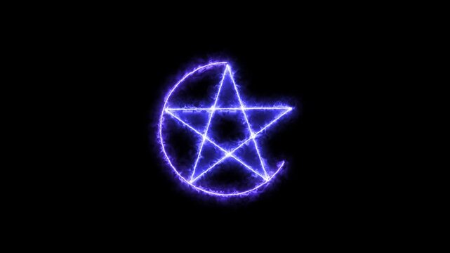 Pentacle Icon Burning Animation of a pentagram icon burning with hell flames and heat distortion 4k animation video.