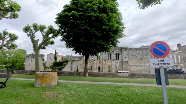 Ancient Medieval Architecture and Stone Ruins in Saint-&Atilde;milion France