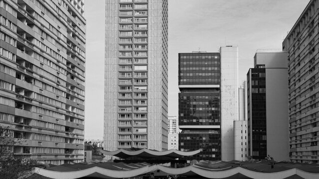 Olympiades residential towers and urban landscape in Paris, France