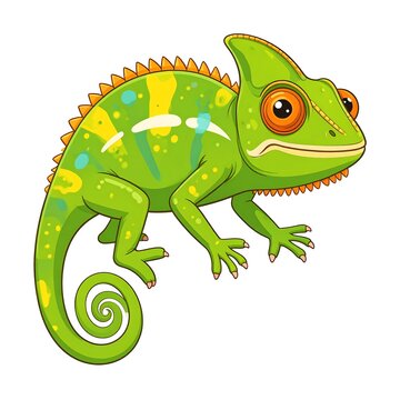 Colorful Cartoon Chameleon Illustration.