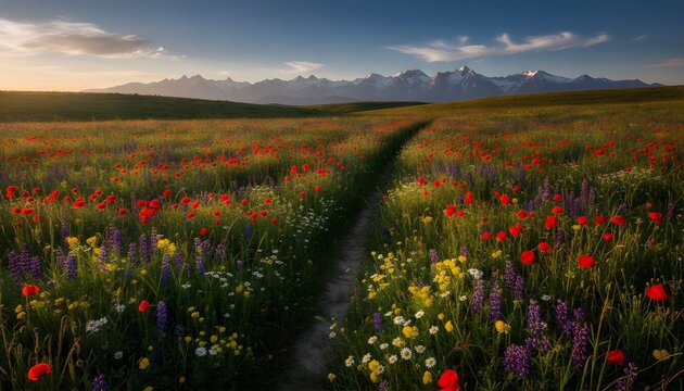 Albania Spring Wildflower Meadow Landscape
