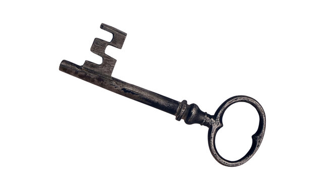 Rustic Vintage Metal Skeleton Key Isolated on Transparent PNG Background