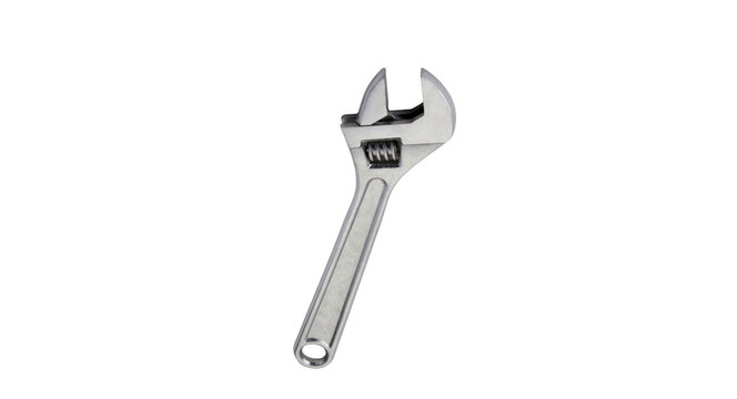 Silver Adjustable Wrench Hand Tool Isolated on Transparent Background